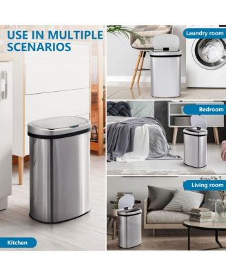 13 Gal./50 Liter Stainless Steel Oval Motion Sensor Trash Can for Kitchen
