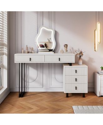 Cloud LED Vanity with Storage and Ribbed Design