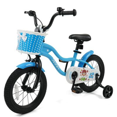 Toddler Bicycle with Training Wheels and Front Basket for Kids
