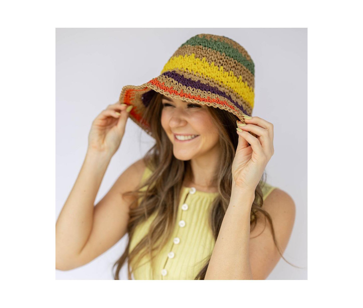 Женская панама Headbands of Hope Raffia Woven Bucket Hat, цвет: Разноцветный — фото 2