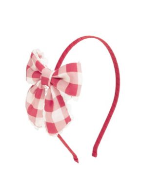 Little and Big Girls Red Gingham Bow Headband