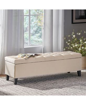 Button Tufted and Diamond Stitched Storage Ottoman