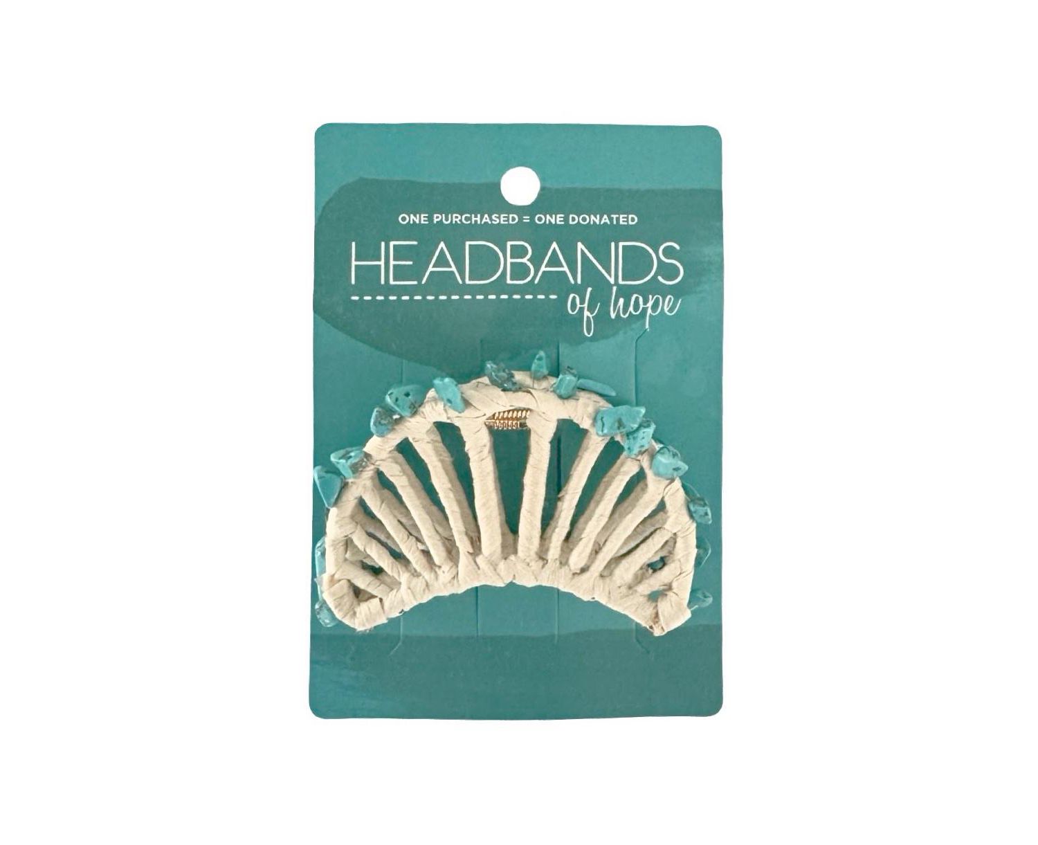 Women's Raffia Seashell Hair Claw Clip - Teal