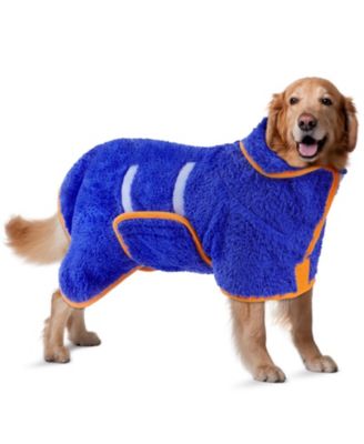 Aronkl Dog Bathrobe Quick Drying Super Absorbent Soft Warm Adjustable Machine Washable Pet Towel Supplies - Dark blue 62$