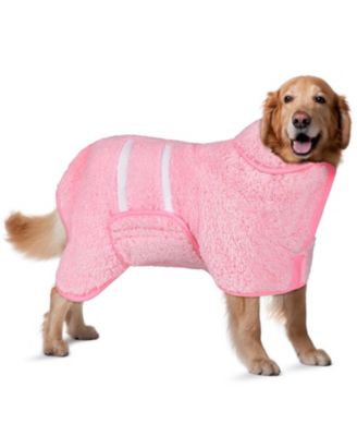 Aronkl Dog Bathrobe Quick Drying Super Absorbent Soft Warm Adjustable Machine Washable Pet Towel Supplies - Pink 46$