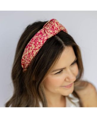 Women's Raffia Top Knot Headband - Pink