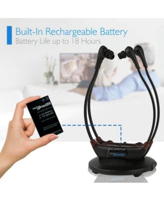 Dual 2.4G Wireless Digital Hearing Assistance Headset System  Noise-Cancelling Audio Amplifiers with Rechargeable Batteries - 2 Pack