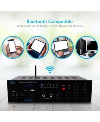 500W Bluetooth PA Public Address Amplifier Receiver - Compact Desktop Audio System