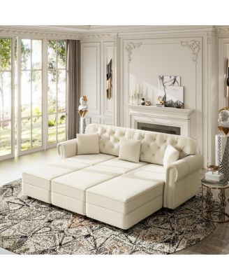  Velvet Chesterfield Sofa with Nailhead Trim
