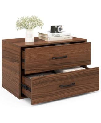 2-Drawer Stackable Horizontal Storage Cabinet Dresser Chest with Handles