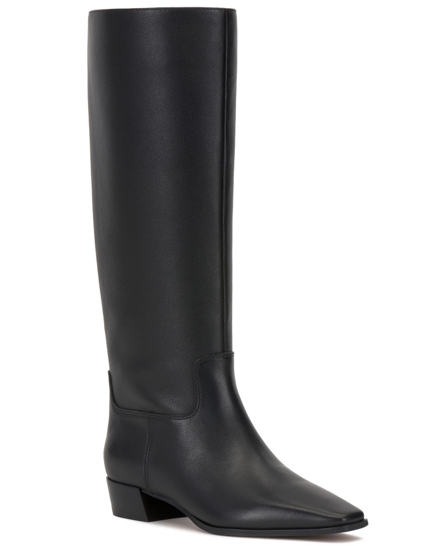 Женские ботинки Vince Camuto Pavla Knee-High Snip-Toe Boots, Regular, Wide Calf, цвет: Чёрный кожаный — фото 1