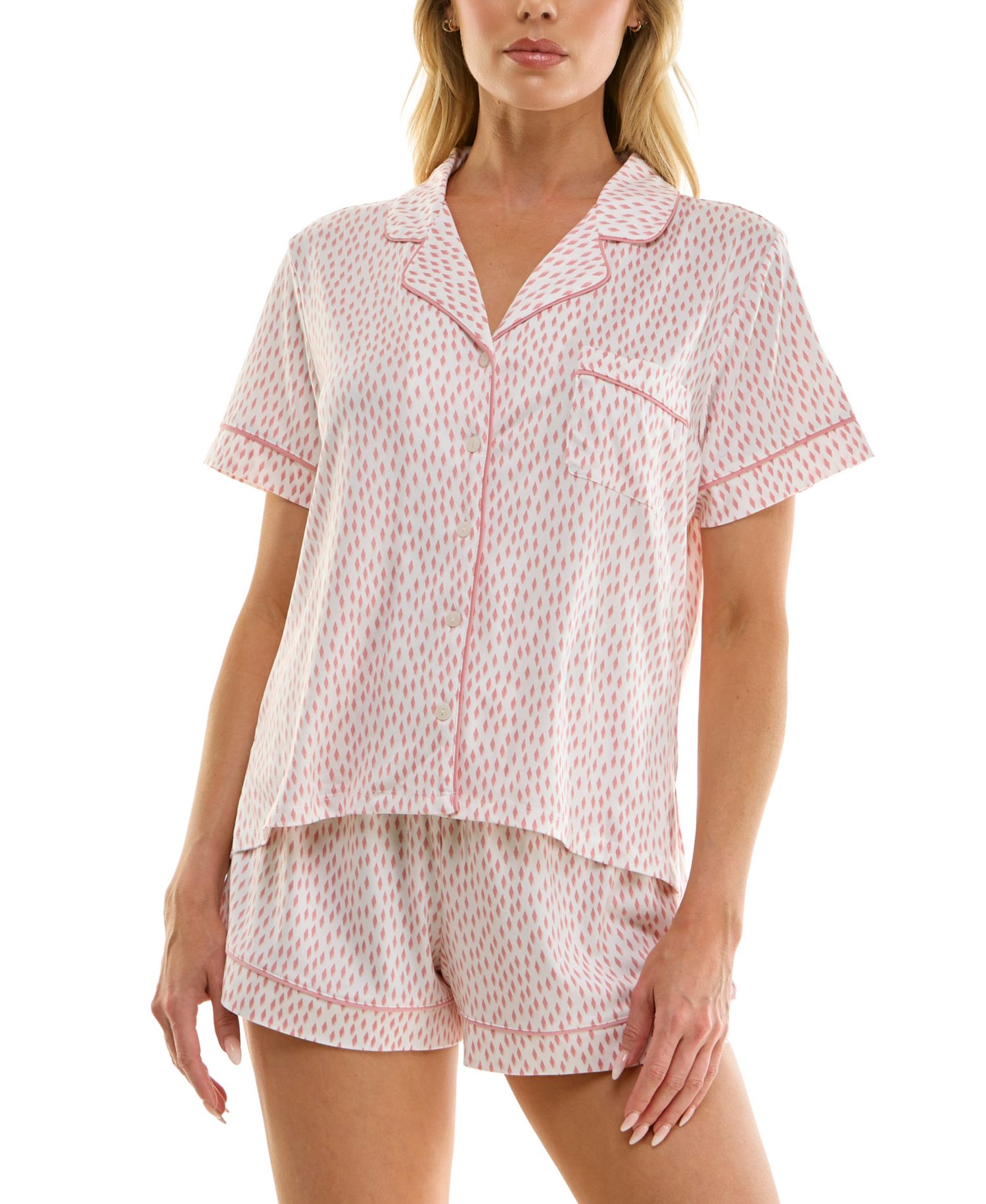 Women's Notch Collar Top and Pull-On Shorts, 2-Piece Set