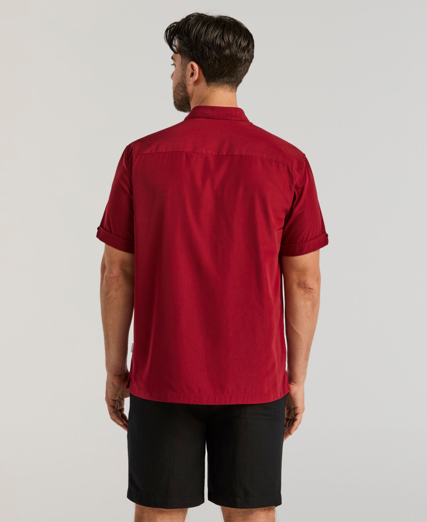 Мужская рубашка Cubavera Pick Stitch Panel Short Sleeve Button-Down, цвет: Красный — фото 5