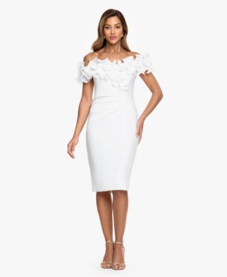 Women's Ruffled Off-The-Shoulder Scuba Crepe Dress