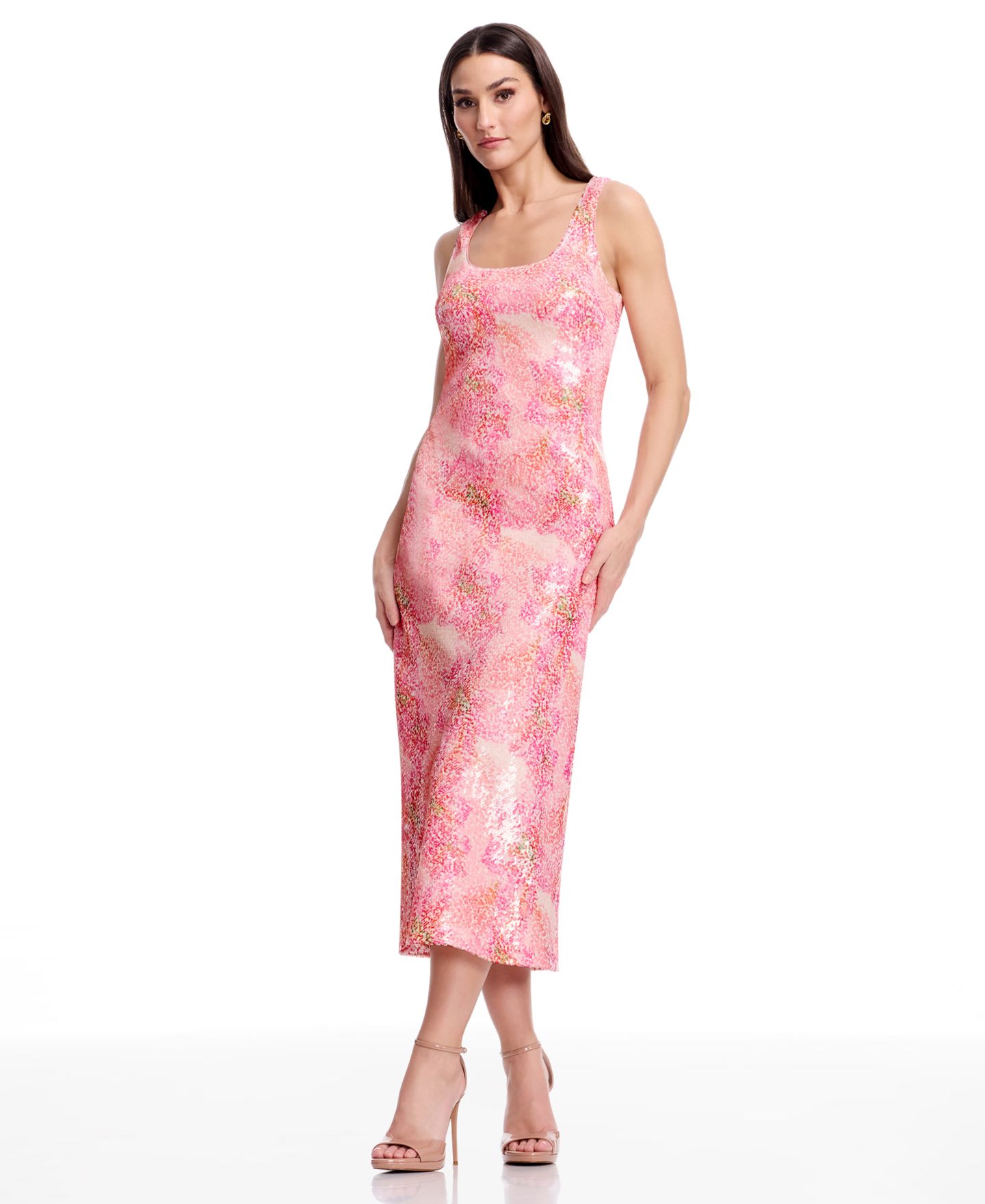 Женское платье Dress the Population Sleeveless Midi, цвет: Фуксия разноцветный — фото 2