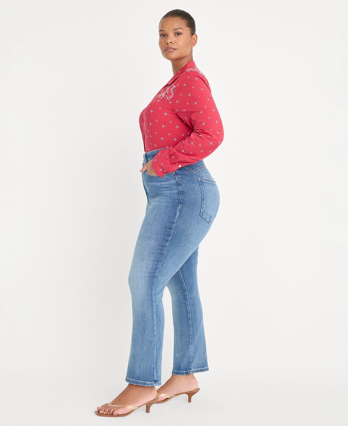 Good American Women's Dolly Joleans Mid-Rise Straight-Leg Jeans view 6 — MAYCSS fashion products