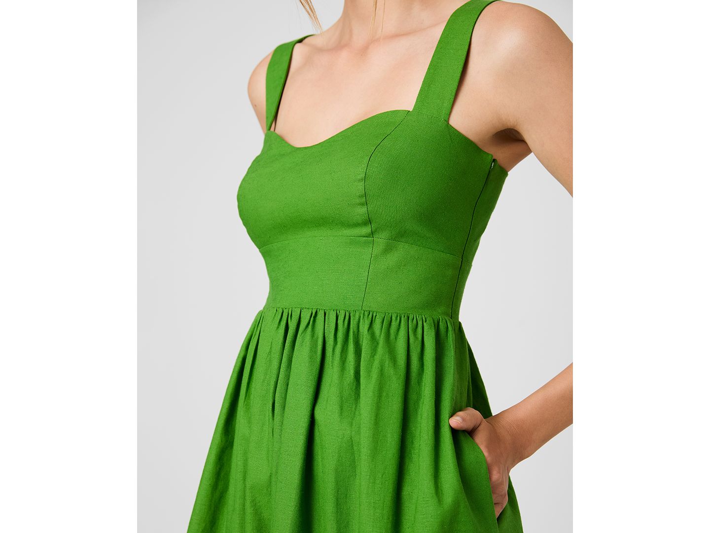 Женское платье French Connection Sleeveless Sweetheart Neck, цвет: Зелёный — фото 5