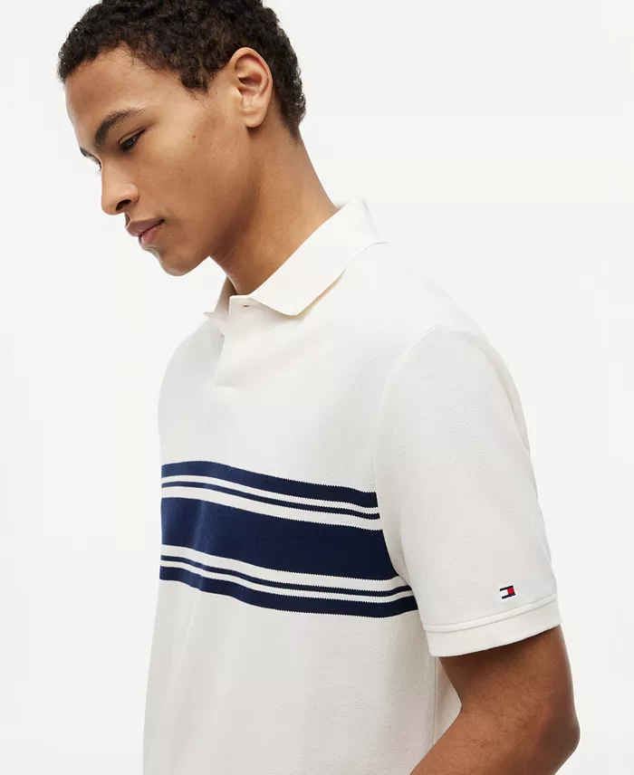 Men's Placed Breton Stripe Polo Shirt - thumbnail 3