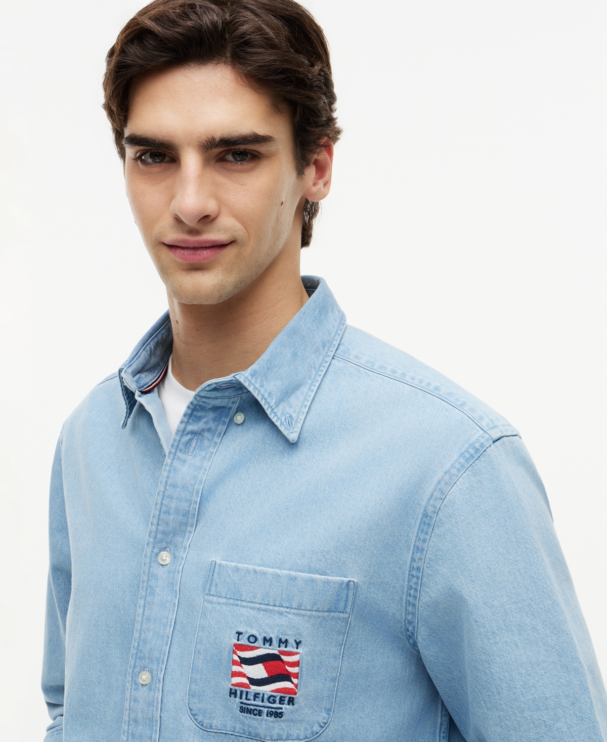 Tommy Hilfiger Men's Denim Embroidered Logo Shirt