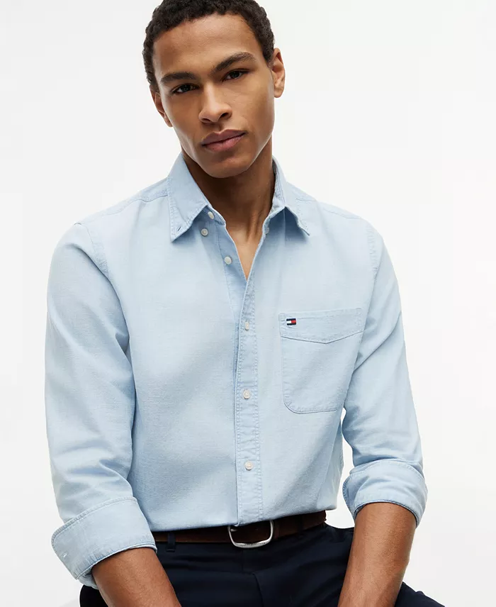 Men's Regular-Fit Chambray Solid Shirt - thumbnail 3
