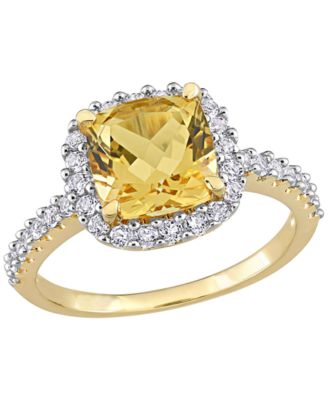 Citrine (2 ct. t.w.) & White Topaz (1 ct. t.w.) Ring in 18k Gold Flash Plated Sterling Silver (Also Available in Multi-Stones)