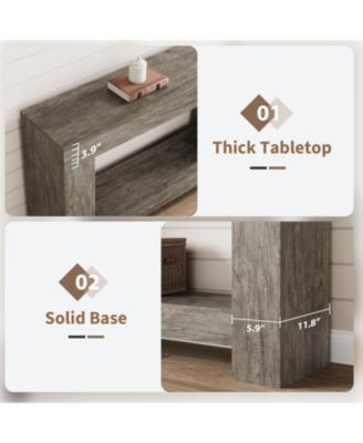 Entryway Console Table, Farmhouse 2-Tier Entryway Table, Long Sofa Accent Table Behind Couch Table with Open Storage for Entrance