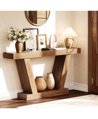 Console Sofa Table, 2-Tier Farmhouse Narrow Behind Couch Sofa, Extra-Long Accent Entryway Table for Hallway, Foyer, Living Room