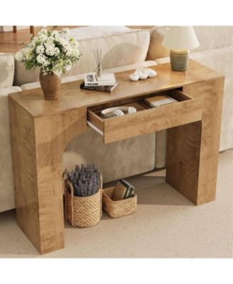47 in Long Console Table with Drawer, Wooden Rectangular Sofa Table Behind The Couch, Industrial Farmhouse Entryway Foyer Hallway Tables