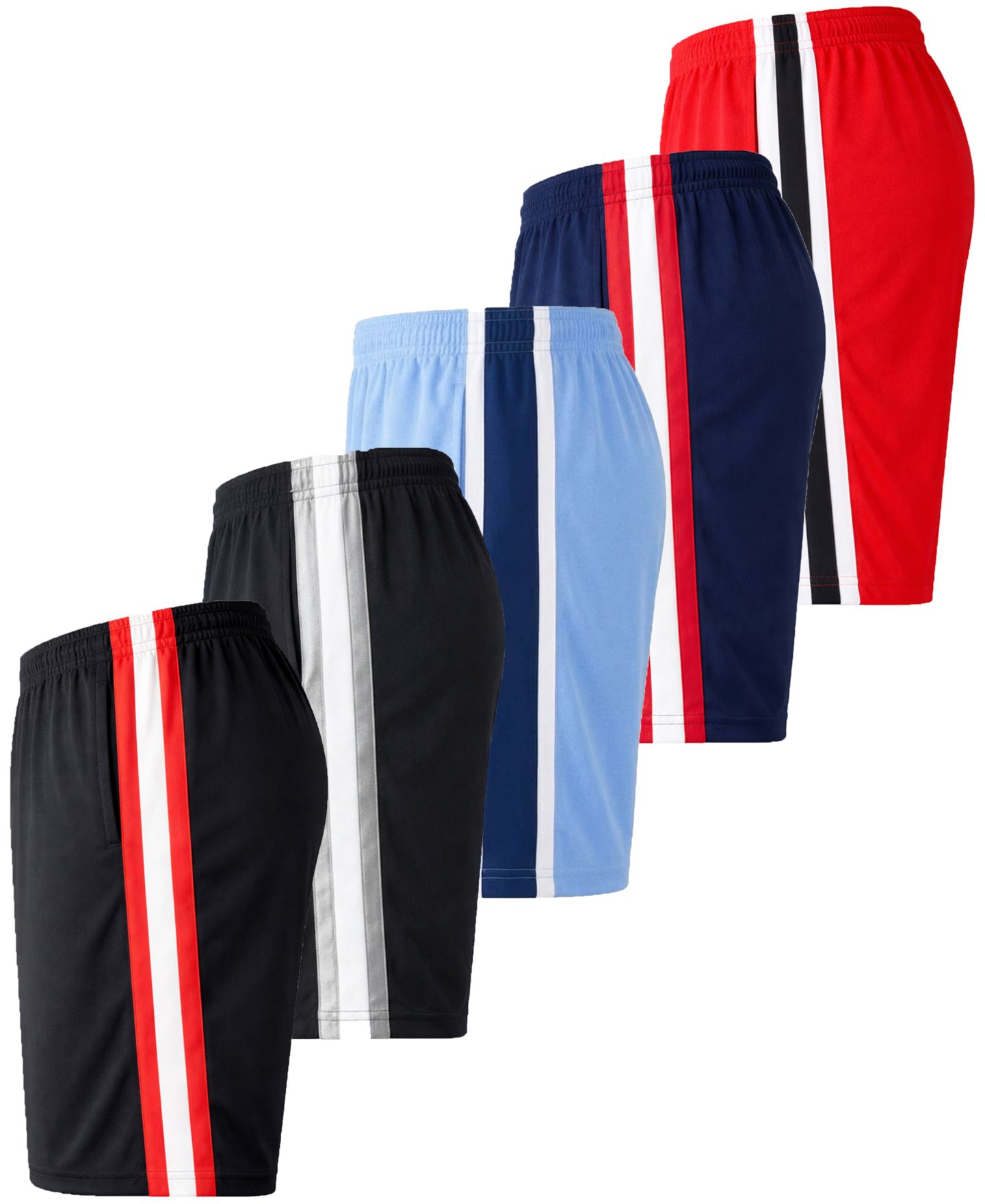 Мужские шорты Galaxy By Harvic Jump Start 5-Pack Moisture Wicking Performance, цвет: Чёрный / Светлый синий, вариант 1 — фото 3