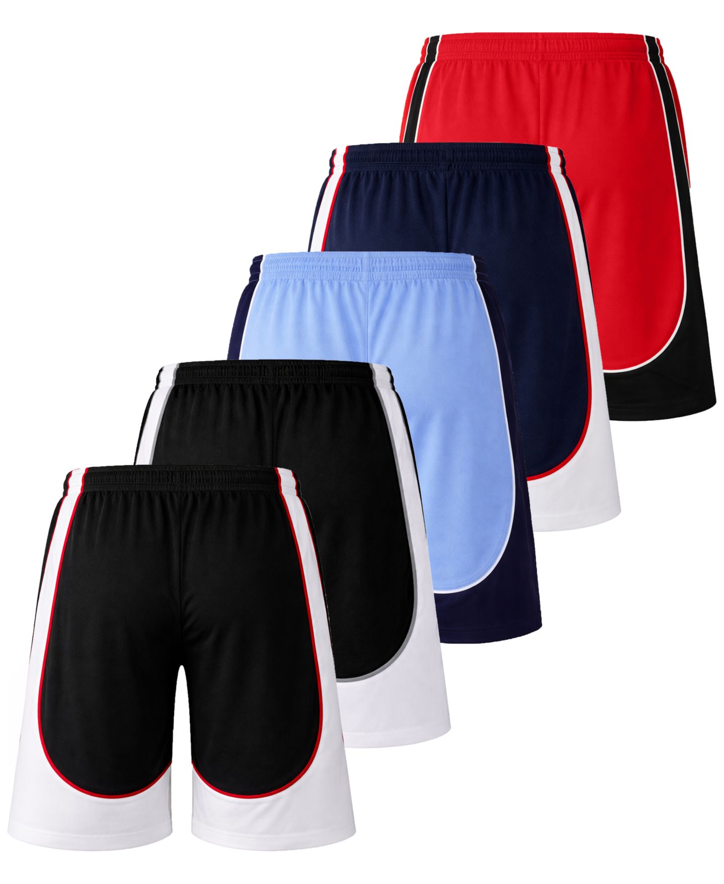 Мужские шорты Galaxy By Harvic 5-Pack Moisture Wicking Performance, цвет: Чёрный / Светлый синий, вариант 1 — фото 2