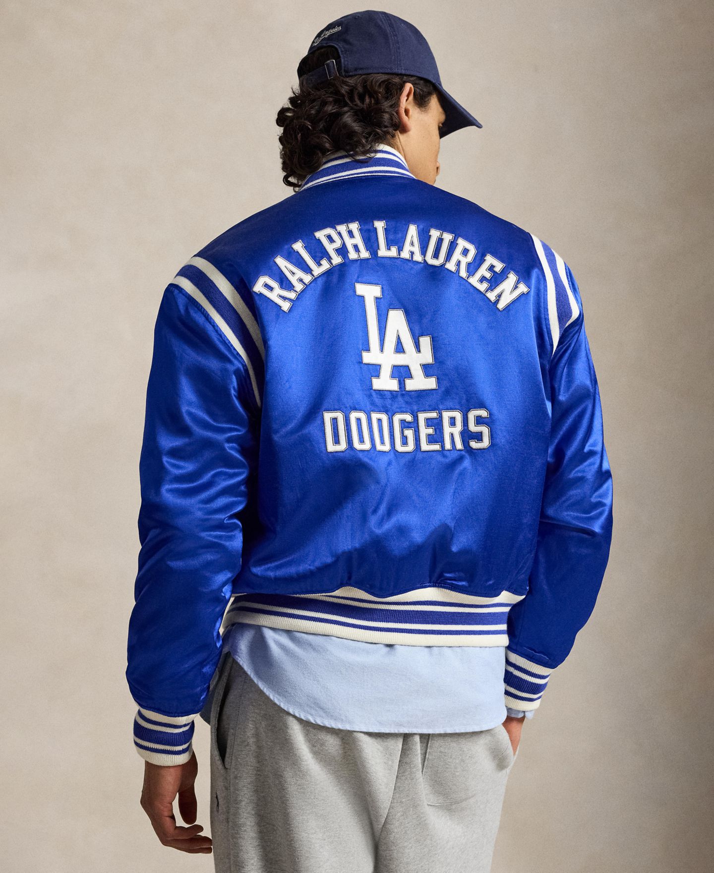 Мужская куртка Polo Ralph Lauren Dodgers Striped Baseball, цвет: Королевский синий — фото 6