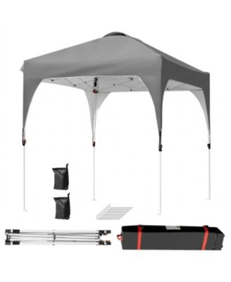 6.6 x 6.6 ft Pop Up Canopy Tent with Three Height Settings Roller Bag and Weight Bags