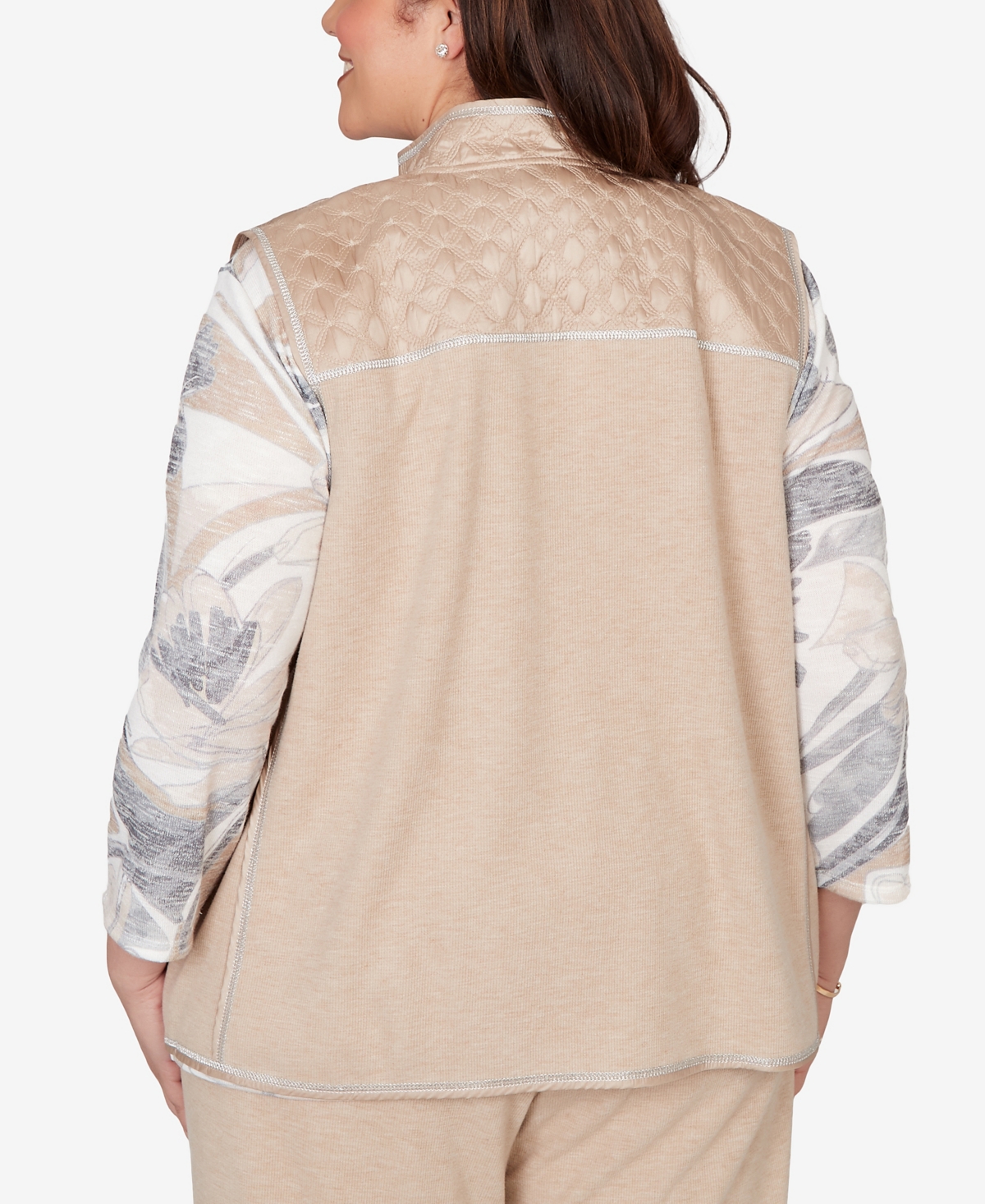 Alfred Dunner Plus Comfort & Joy Quilted Snap Front Vest