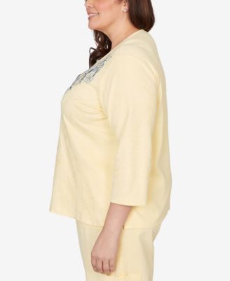 Plus Size Out of the Blue Floral Embroidered Sunshine Top