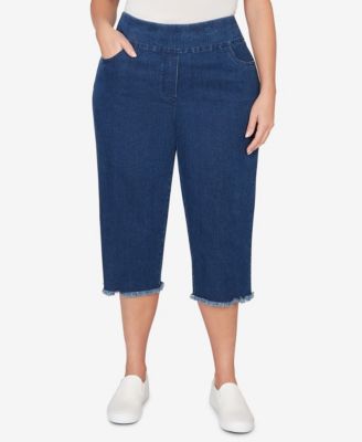 Plus Size Classic Stretch Stripe Clamdigger Capri Pants