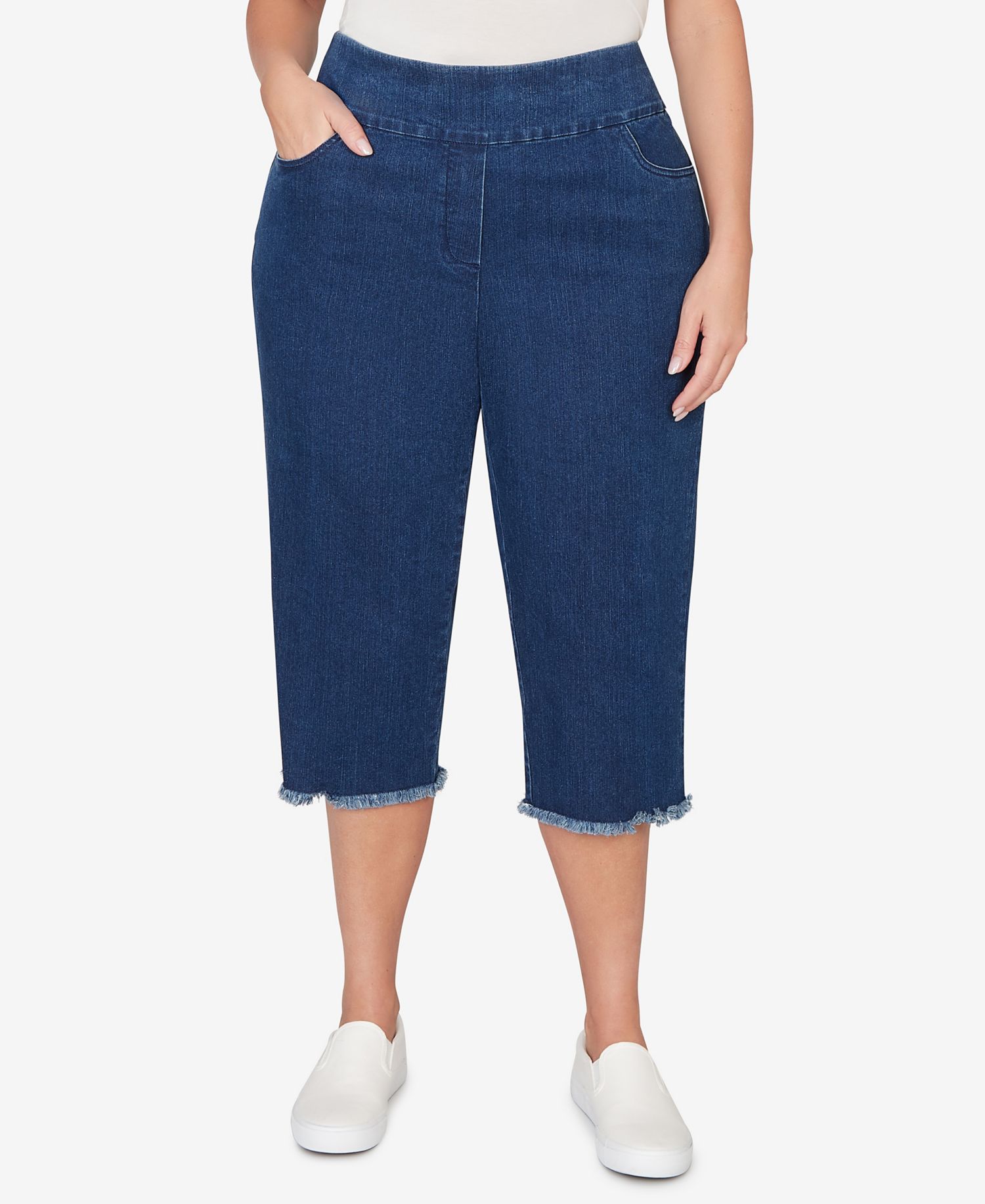 Plus Size Classic Stretch Stripe Clamdigger Capri Pants
