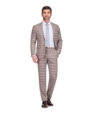 Men's Slim Fit 2-Piece Performance Stretch Plaid Suit