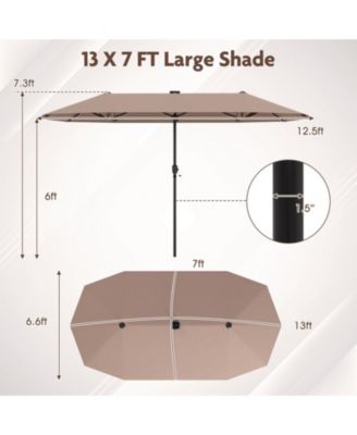 13 ft Double-Sided Patio Umbrella with 108 Solar LED Lights and Crank Handle