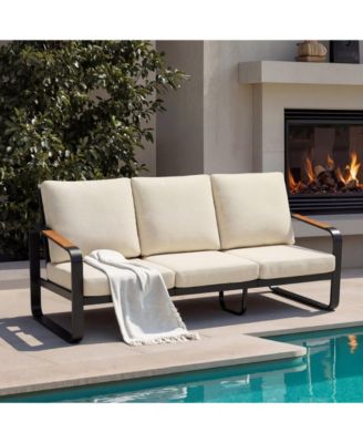 78.7" Outdoor Patio Sofa with Removable Cushions and Metal Frame Patio Couch