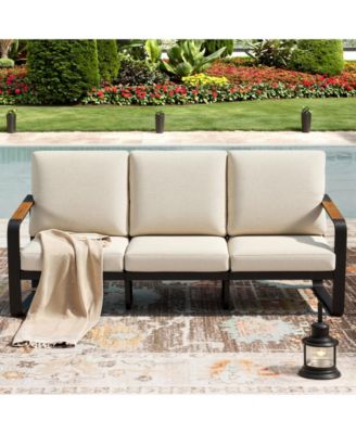 78.7" Outdoor Patio Sofa with Removable Cushions and Metal Frame Patio Couch