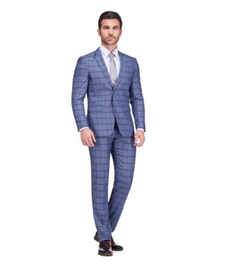 Men's Slim Fit 2-Piece Performance Stretch Plaid Suit