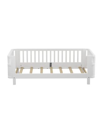 Wood Low Profile Twin Platform Bed with Rails