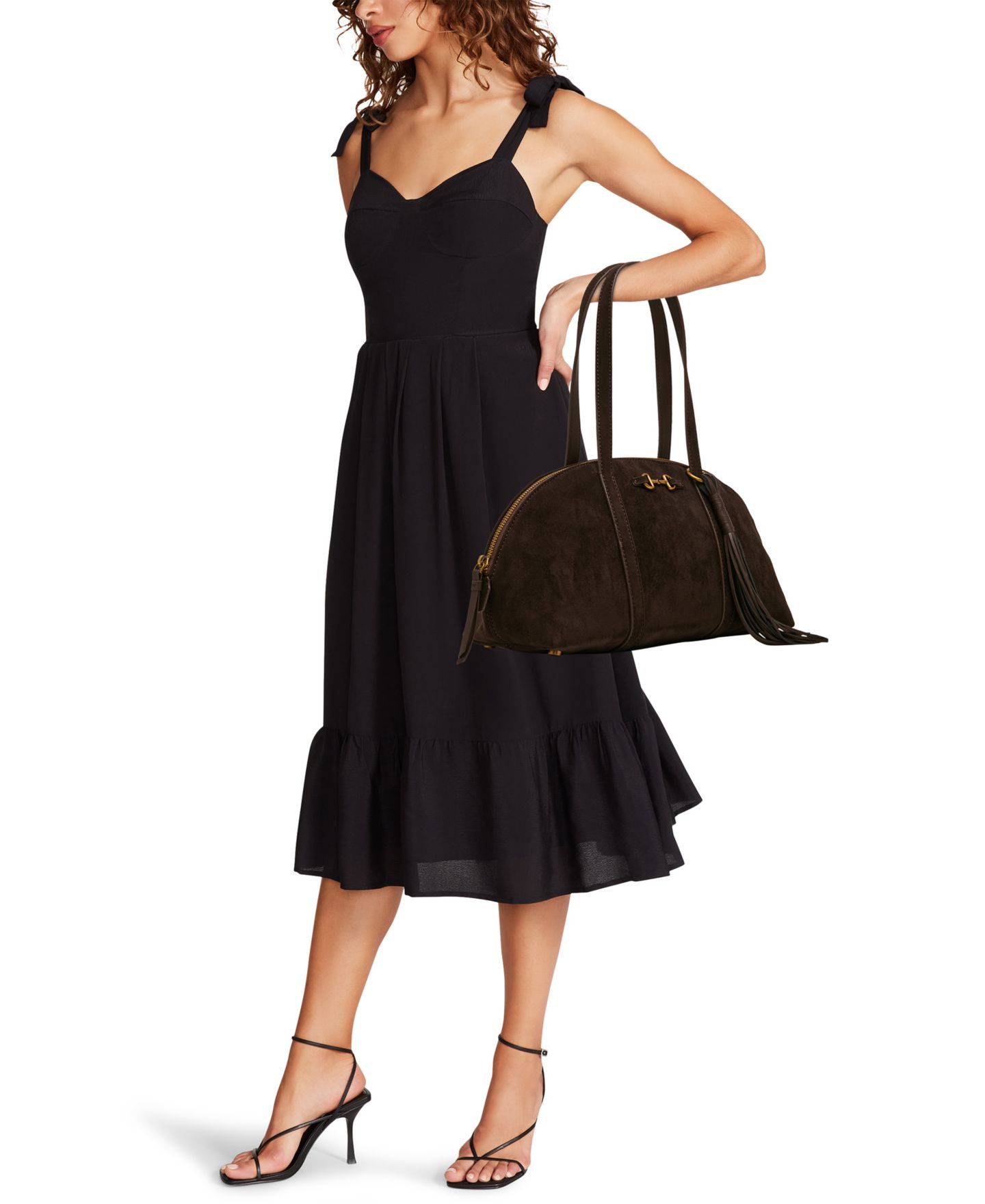 Средняя сумка-боулер Anne Klein из экозамши с подковообразной деталью, цвет: Коричневый — фото 5
