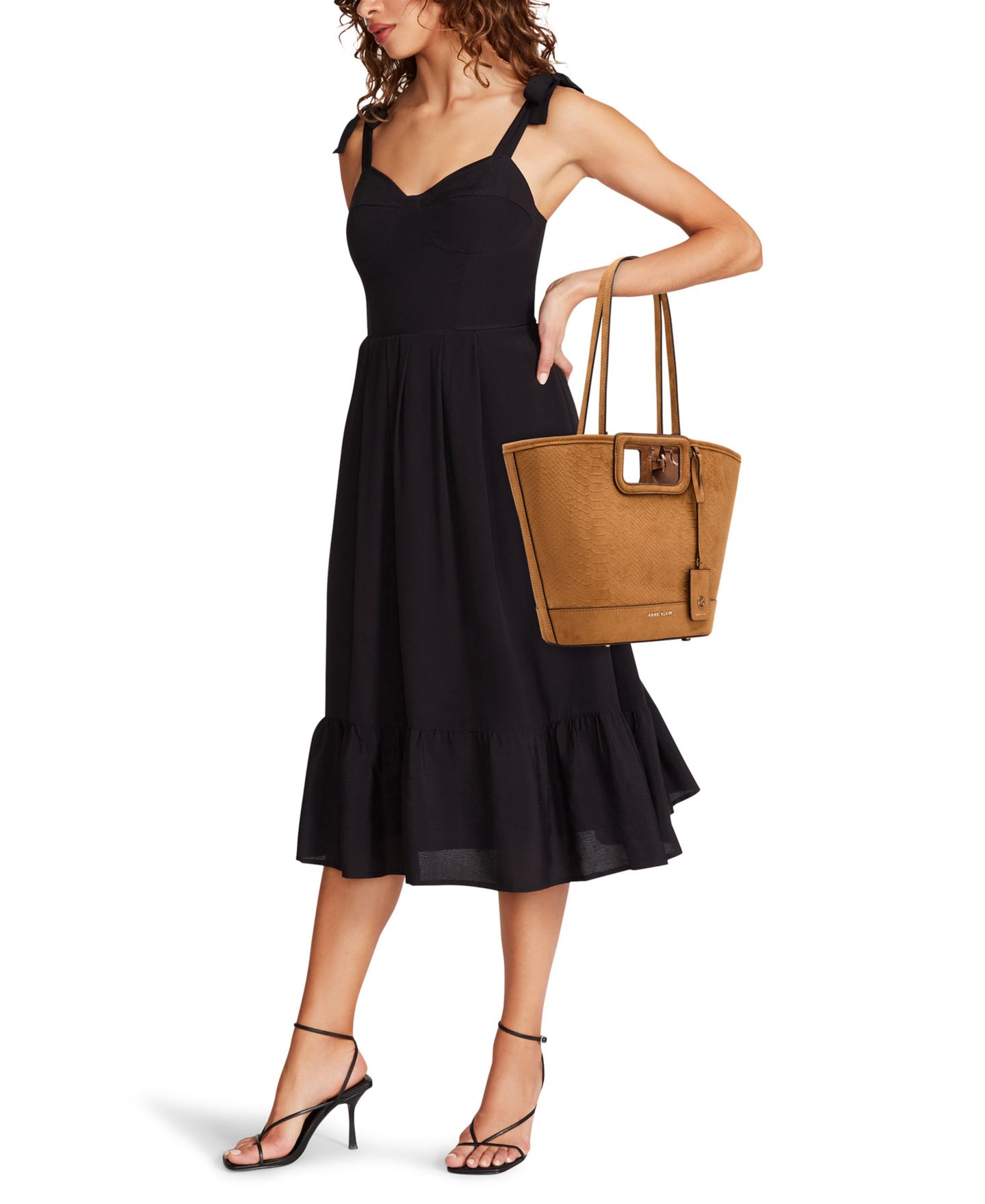 Женская сумка Anne Klein Textured Faux Suede Small Cut Out Handle Tote Handbag, цвет: Коричневый — фото 5