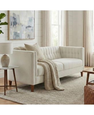  76" 3-Seater Sofa with Curved Armrests and Channel Tufting