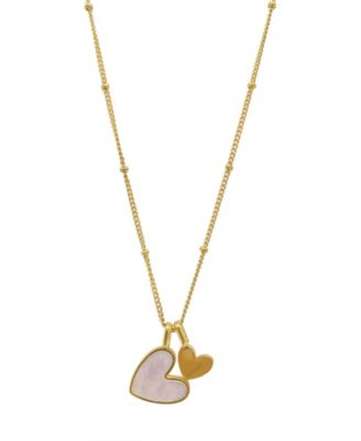 Imitation Pearl Gold 2-Piece Heart Set