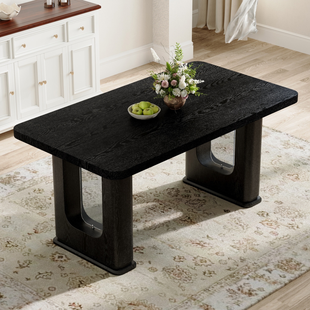 Streamdale Furniture Modern Wood Grain and Glass Dining Table