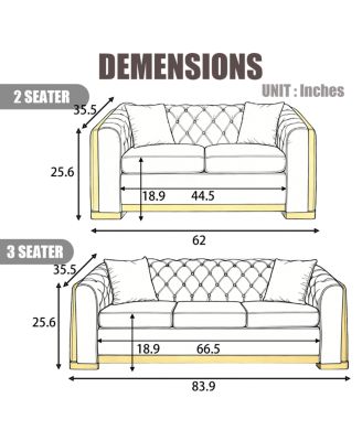 Velvet Tufted Loveseat Sofa