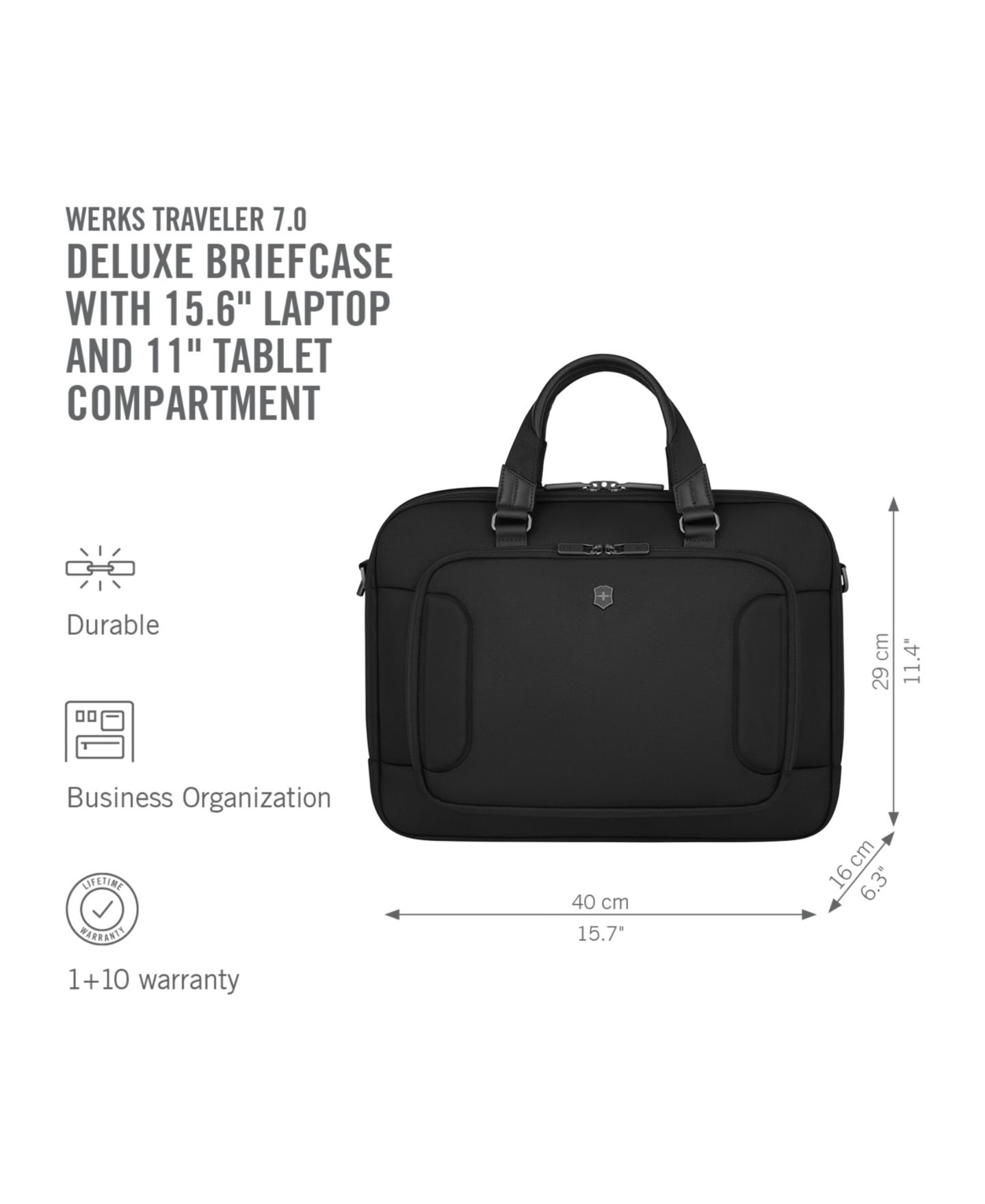 Сумка Victorinox Werks Traveler 7.0 Deluxe Briefcase, цвет: Чёрный — фото 3