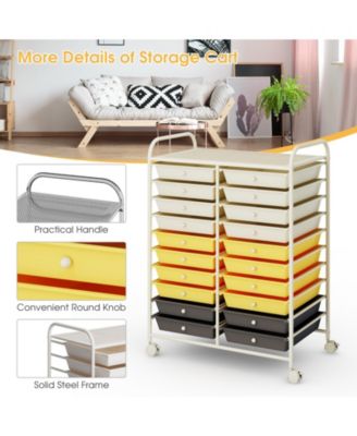 20-Drawer Rolling Storage Organizer Cart with Metal Frame